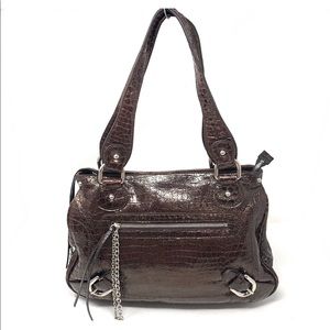 DESMO brown croc embossed leather biker bag, made Italy, NWT